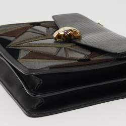 Pre Owned حقيبة كتف بلغاري سيربينتي فورايفر متوسطة جلد مختلط سوداء