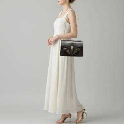 Pre Owned حقيبة كتف بلغاري سيربينتي فورايفر متوسطة جلد مختلط سوداء