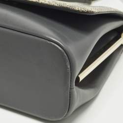 Pre Owned حقيبة كتف بلغاري جلد سحلية رمادي وكريمي