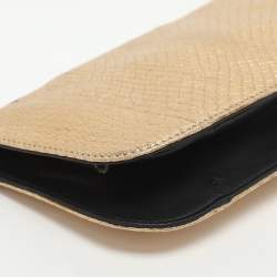 Pre Owned حقيبة كلاتش بلغاري جلد بايثون ذهبي لأحمر الشفاه