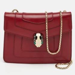 مملوكة مسبقًا حقيبة كتف بلغاري سيربينتي فوريفر صغيرة جلد برغندي سلسلة