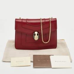 مملوكة مسبقًا حقيبة كتف بلغاري سيربينتي فوريفر صغيرة جلد برغندي سلسلة