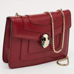 مملوكة مسبقًا حقيبة كتف بلغاري سيربينتي فوريفر صغيرة جلد برغندي سلسلة