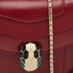 مملوكة مسبقًا حقيبة كتف بلغاري سيربينتي فوريفر صغيرة جلد برغندي سلسلة