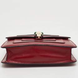 مملوكة مسبقًا حقيبة كتف بلغاري سيربينتي فوريفر صغيرة جلد برغندي سلسلة