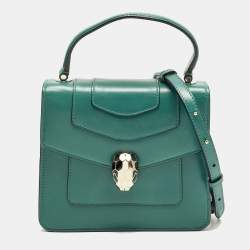 مملوكة مسبقًا Bvlgari Serpenti Forever Green Leather Top Handle Bag