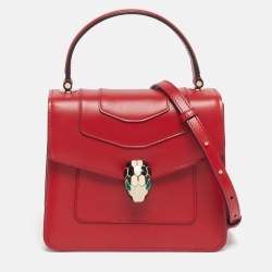 مملوكة مسبقًا Bvlgari Serpenti Forever Small Red Leather Top Handle Bag