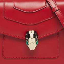 Pre Owned Bvlgari Serpenti Forever Small Red Leather Top Handle Bag
