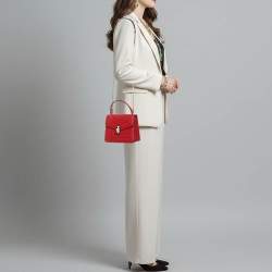 Pre Owned Bvlgari Serpenti Forever Small Red Leather Top Handle Bag