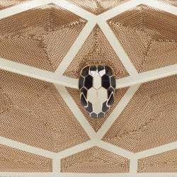 Pre Owned Bvlgari Serpenti Forever Million Chain Small White/Gold Leather Crossbody Bag