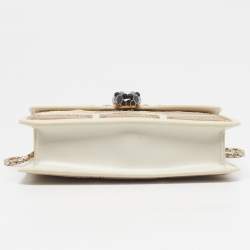 Pre Owned Bvlgari Serpenti Forever Million Chain Small White/Gold Leather Crossbody Bag