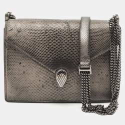 Pre Owned حقيبة كتف بلغاري سيربنتي فورايفر جلد كارونغ رمادي معدني بسلسلة متعددة