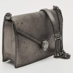 Pre Owned حقيبة كتف بلغاري سيربنتي فورايفر جلد كارونغ رمادي معدني بسلسلة متعددة