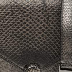 Pre Owned حقيبة كتف بلغاري سيربنتي فورايفر جلد كارونغ رمادي معدني بسلسلة متعددة