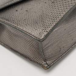 Pre Owned حقيبة كتف بلغاري سيربنتي فورايفر جلد كارونغ رمادي معدني بسلسلة متعددة