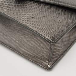 Pre Owned حقيبة كتف بلغاري سيربنتي فورايفر جلد كارونغ رمادي معدني بسلسلة متعددة