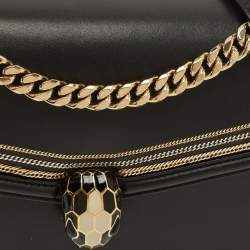 Pre Owned Bvlgari Serpenti Forever Diamond Blast Black Leather Shoulder Bag