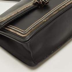 Pre Owned Bvlgari Serpenti Forever Diamond Blast Black Leather Shoulder Bag