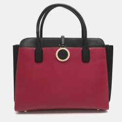 Pre Owned Bvlgari Alba Pink/Black Leather Tote