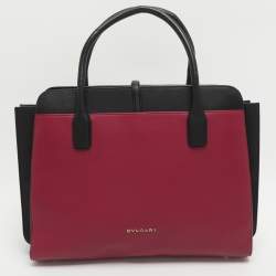 Pre Owned Bvlgari Alba Pink/Black Leather Tote