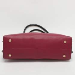 Pre Owned Bvlgari Alba Pink/Black Leather Tote