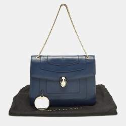 Pre Owned Bvlgari Serpenti Forever Large Navy Blue Leather Shoulder Bag