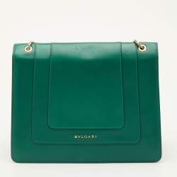 مملوكة مسبقًا حقيبة كتف بلغاري فوريفر سيربينتي جلد خضراء كبيرة