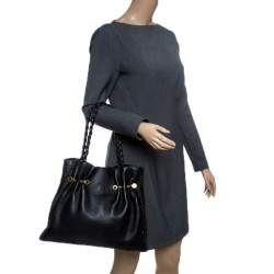 Pre Owned Bvlgari Black Leather Twistino Tina Shopper Tote