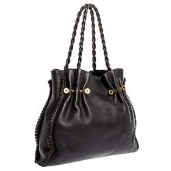 Pre Owned Bvlgari Black Leather Twistino Tina Shopper Tote