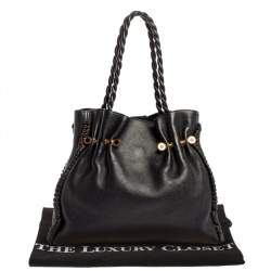 Pre Owned Bvlgari Black Leather Twistino Tina Shopper Tote