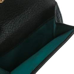 Bvlgari Dark Brown Leather Compact Flap Wallet