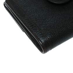 Bvlgari Dark Brown Leather Compact Flap Wallet