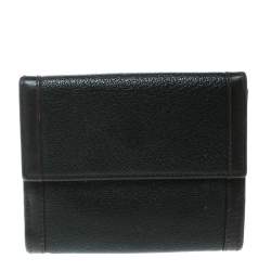 Bvlgari Dark Brown Leather Compact Flap Wallet