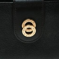 Bvlgari Dark Brown Leather Compact Flap Wallet