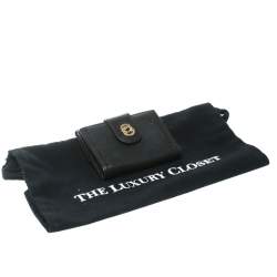 Bvlgari Dark Brown Leather Compact Flap Wallet