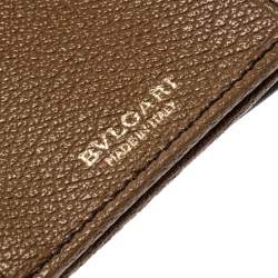 Bvlgari Brown Leather Trifold Wallet