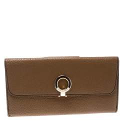 Bvlgari Brown Leather Trifold Wallet