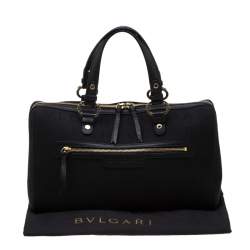 Bvlgari Black Logo Canvas Satchel