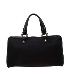 Bvlgari Black Logo Canvas Satchel
