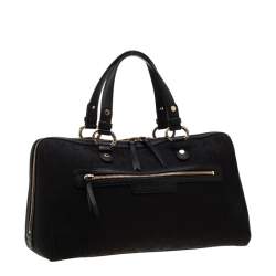 Bvlgari Black Logo Canvas Satchel
