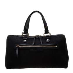 Bvlgari Black Logo Canvas Satchel