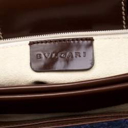 Bvlgari Purple/Dark Brown Wool and Leather Shoulder Bag