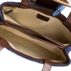 Bvlgari Purple/Dark Brown Wool and Leather Shoulder Bag