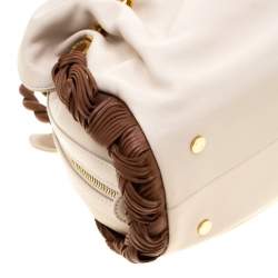 Bvlgari Cream/Tan Leather Twistino Tina Satchel 