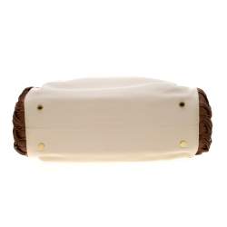 Bvlgari Cream/Tan Leather Twistino Tina Satchel 
