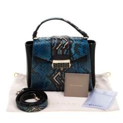 Bvlgari Blue Python Leather Serpenti Viper Top Handle Bag