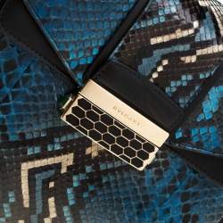 Bvlgari Blue Python Leather Serpenti Viper Top Handle Bag
