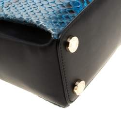 Bvlgari Blue Python Leather Serpenti Viper Top Handle Bag