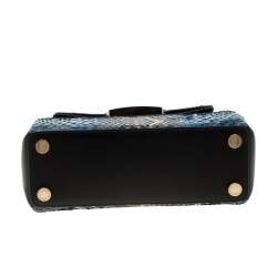 Bvlgari Blue Python Leather Serpenti Viper Top Handle Bag