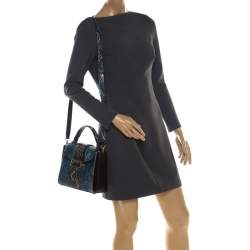 Bvlgari Blue Python Leather Serpenti Viper Top Handle Bag